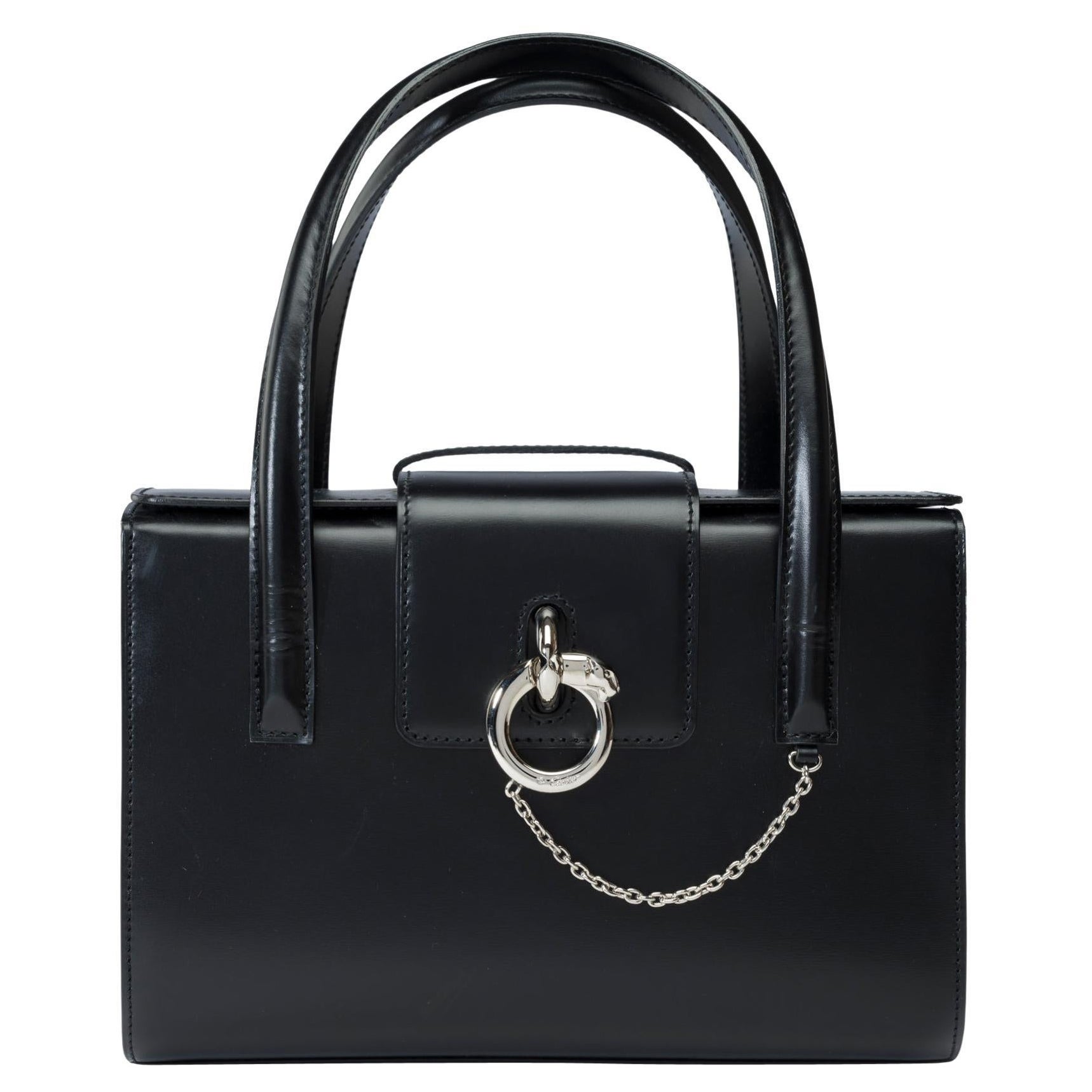 Cartier Panthère handbag in black calfskin leather, PHW For Sale