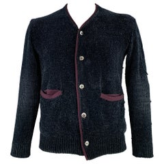 JUNYA WATANabe - Cardigan in maglia di ciniglia marrone e nero taglia L