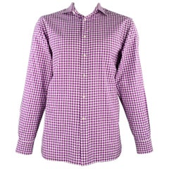 RALPH LAUREN Size XL Purple White Checkered Cotton Long Sleeve Shirt