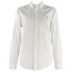 RALPH LAUREN Camicia a maniche lunghe con bottoni in misto cotone bianca taglia XXL