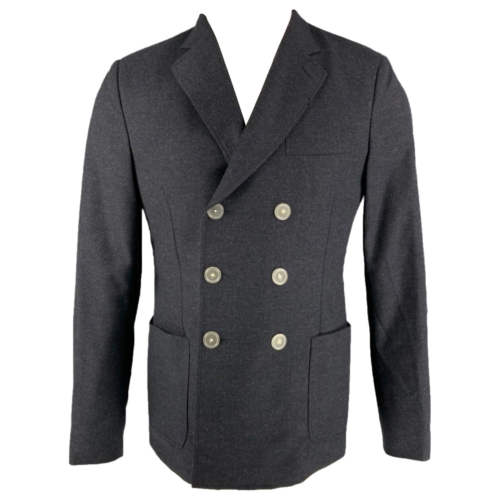 BAND OF OUTSIDERS Taglia 40 Cappotto sportivo doppiopetto in lana grigio antracite in vendita