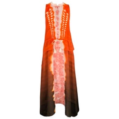 ALTUZARRA Size 2 Penelope Orange Brown Tie Dye Sleeveless Asymmetrical Hem Dress