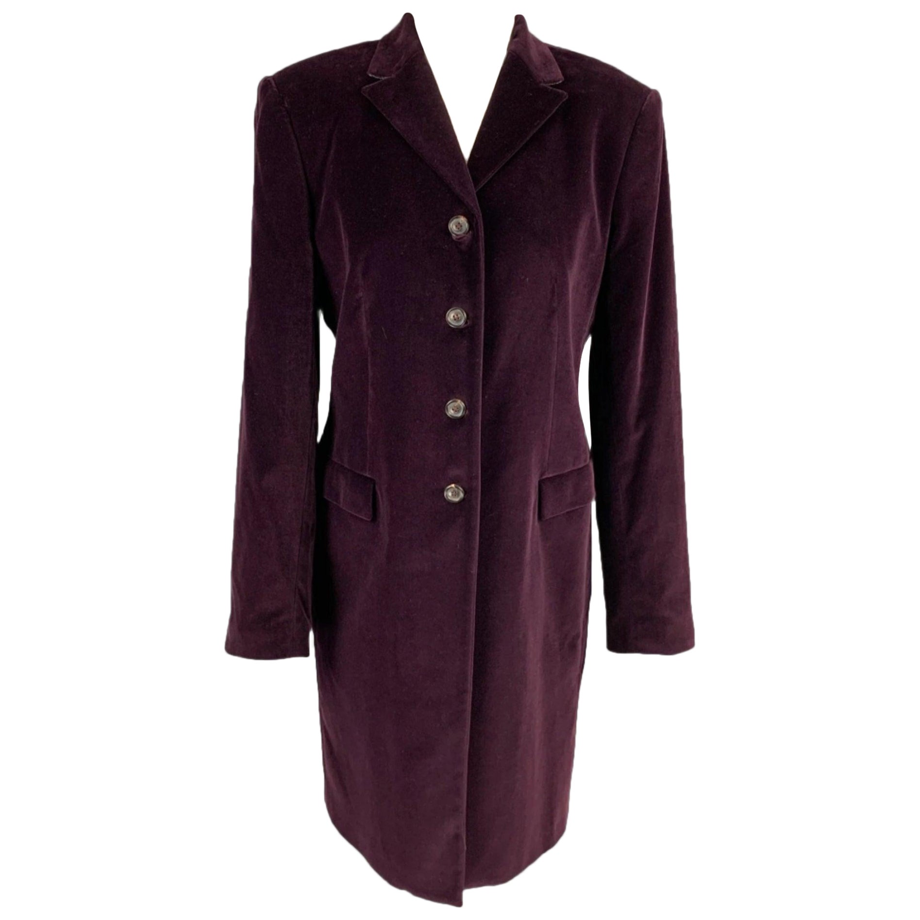 PIAZZA SEMPIONE Size 8 Purple Cotton Blend Notch Lapel Coat For Sale
