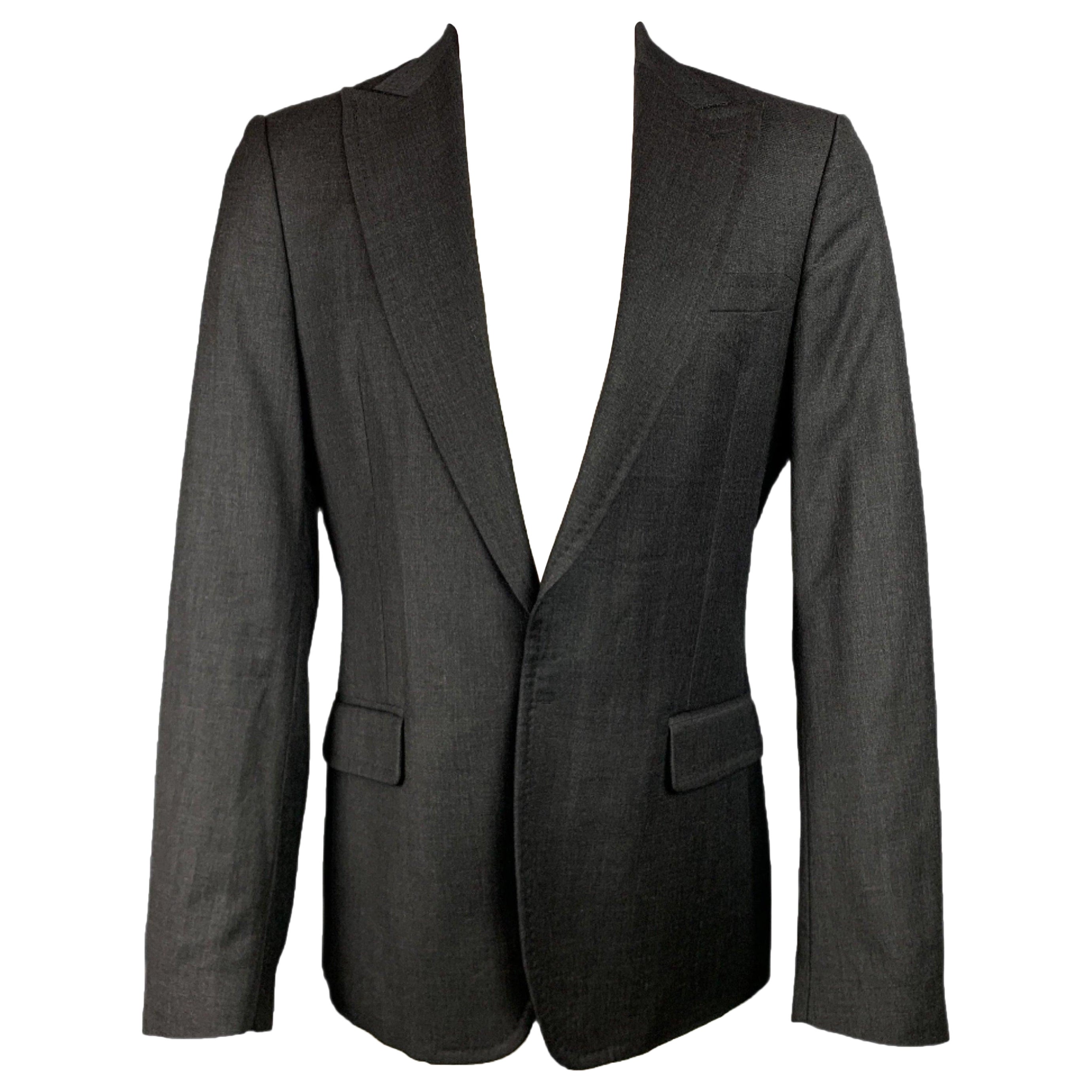DSQUARED2 Size 40 Grey Charcoal Wool Peak Lapel Sport Coat