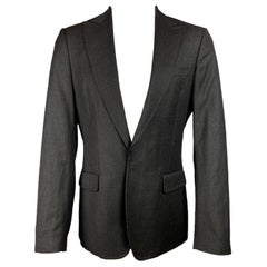 DSQUARED2 Größe 40 Grauer anthrazitfarbener Sportmantel aus Wolle mit Spitzenrevers