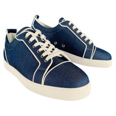 CHRISTIAN LOUBOUTIN Size 11 Blue White Denim Rubber Sole Sneakers
