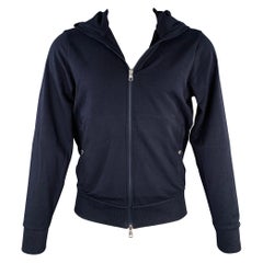 Moncler Taglia S Giacca con cappuccio in misto cotone navy