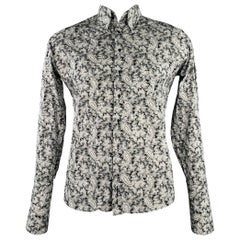 Ben Sherman Size L Black White Paisley Spread Collar Long Sleeve Shirt