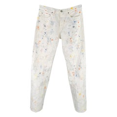 JOHN ELLIOTT Size 30 White Multi Color Paint Splatter Cotton Button Fly Jeans