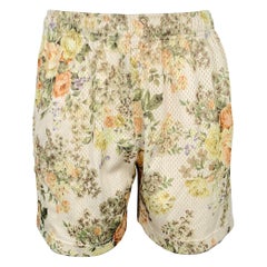 JOHN ELLIOTT Size XS Cream Green Floral Polyester Drawstring Shorts