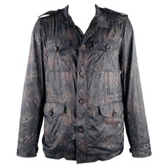 ETRO Veste Epaulettes en polyamide à fleurs noires et brunes, taille XL