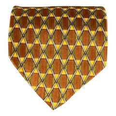 VALENTINO Brown Olive Rectangles Silk Tie