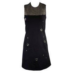 CoSTUME NATIONAL Taglia XS Nero Argento Miscela di Viscosa Abito Shift Bicolore