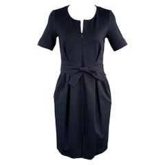 ARMANI COLLEZIONI Vestido plisado con cremallera en mezcla de viscosa azul marino talla 4