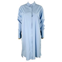 LOEWE Size 4 Blue Olive Cotton Mixed Fabrics Shirt Dress