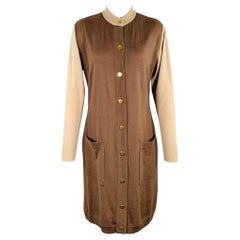 CELINE Größe M Brown Beige Color Block 2 Pockets Cardigan