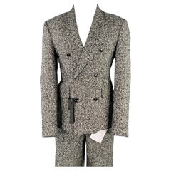 Amiri Size 40 Black White Tweed Wool Blend Double Breasted Suit (costume croisé)