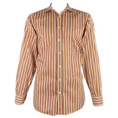 ETRO, chemise à manches longues à rayures multicolores orange, taille XXL