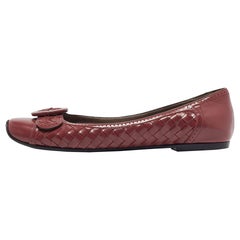 Bottega Veneta Brown Leather Buckle Ballet Flats Size 40