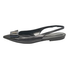 Saint Laurent Black Leather Anais Slingback Flats Size 37