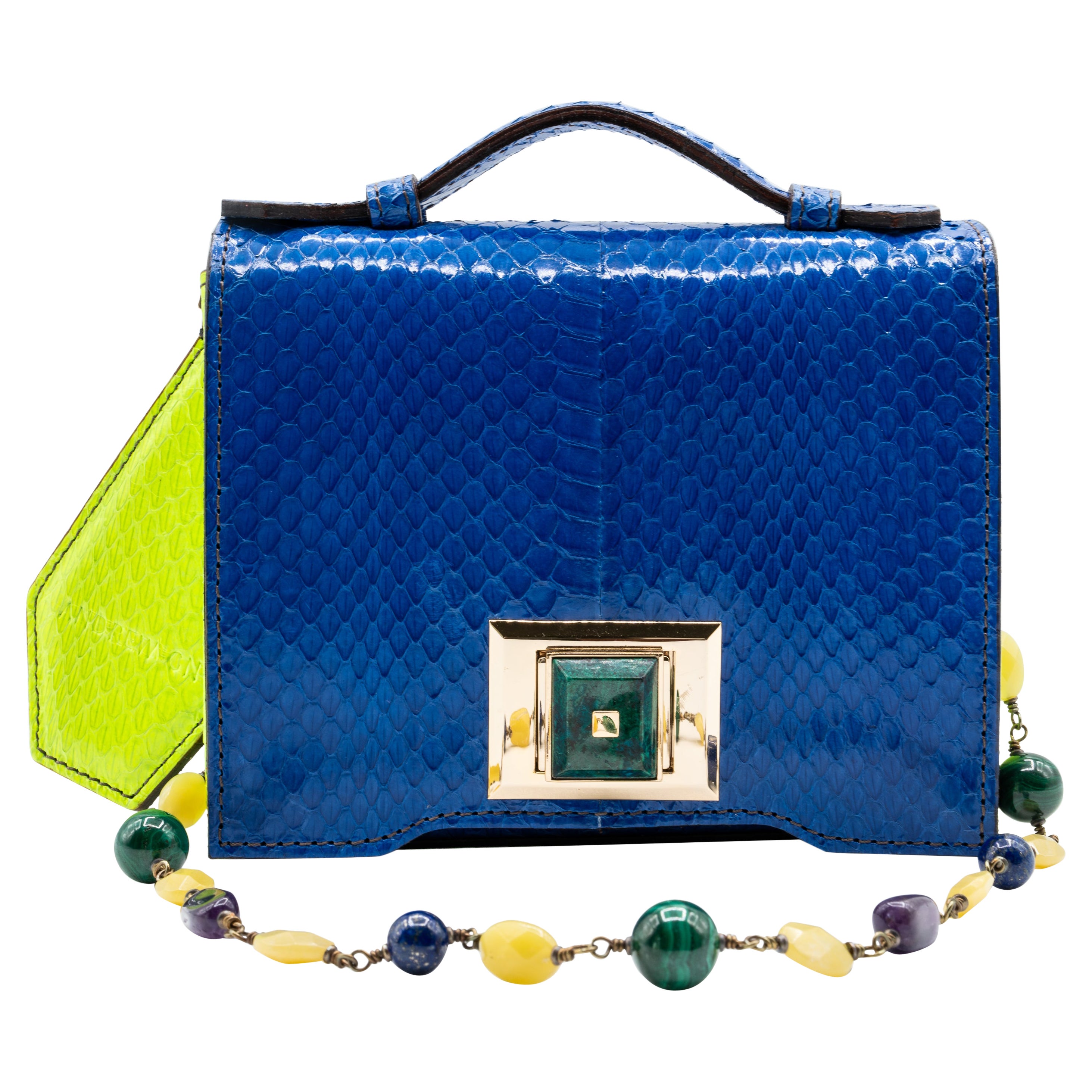 Andrew GN F/W 2015  Blue Snakeskin Semi-precious Stones Bag