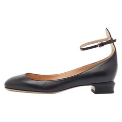 Valentino Black Leather Ankle Strap Ballet Flats Size 39
