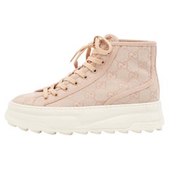 Gucci Pink GG Canvas Tennis 1977 High Top Sneakers Size 38.5