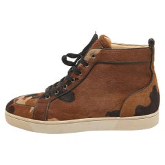 Christian Louboutin - Scarpe da ginnastica alte in pelle di vitello marrone Rantulow Orlato Taglia 45
