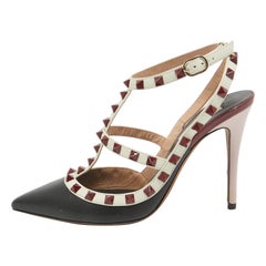 Valentino - Escarpins Rockstud en cuir noir/off-White - Taille 38