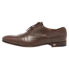 Gucci Brown Leather Lace Up Oxfords Size 41.5