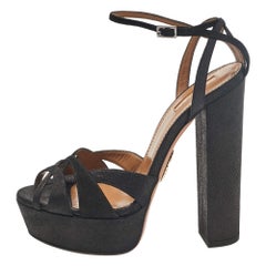 Aquazzura Sandali con cinturino alla caviglia Luna in camoscio nero taglia 40