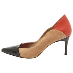 CH Carolina Herrera Tricolor Suede and Leather Pointed Toe Pumps Size 36