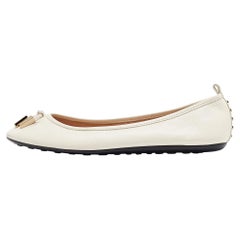 Tod's White Leather Stud Ballet Flats Size 37