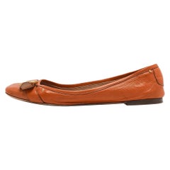 Chloe Orange Leather Ballet Flats Size 38.5