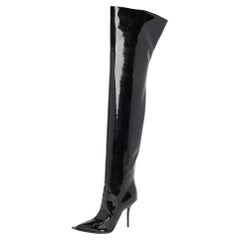 Dolce & Gabbana Black Patent Leather Thigh High Boots Size 36