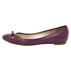 Dior Purple Cannage Leather Bow Ballet Flats Size 38.5