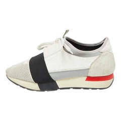 Balenciaga Multicolor Leather Mesh Suede Race Runner Low Top Sneakers Size 40