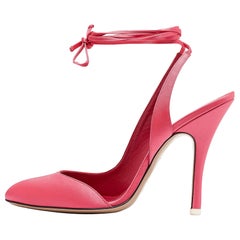 The Attico Pink Satin Carrie Ankle Wrap Pumps Size 40.5