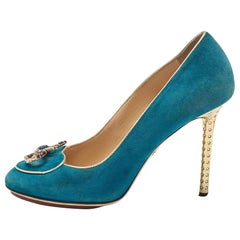 Charlotte Olympia Blue Suede Platform Pumps Size 36.5