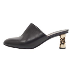 Chanel Black Leather Mules Size 38