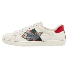 Gucci White Leather Ace Lace Up Sneakers Size 41