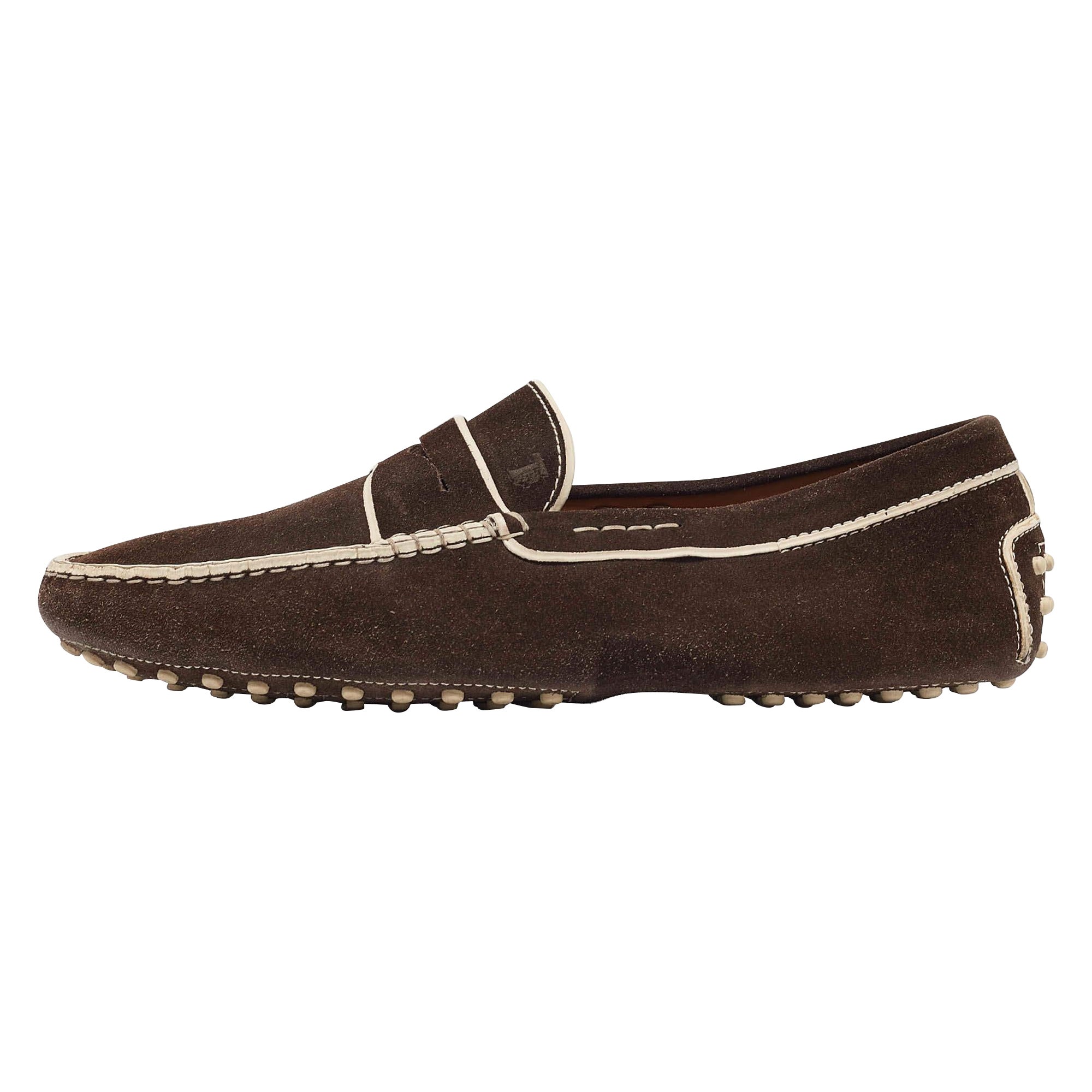 Tod's Brown Suede Gommino Loafers Size 43 For Sale