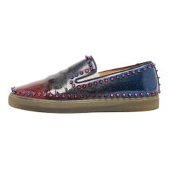 Christian Louboutin Ombre Glitter Patent Leather Pik Boat Sneakers Taglia 42.5