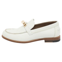 Hermes White Leather Destin Loafers Size 35