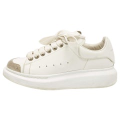 Alexander McQueen White Leather Oversized Lace Up Sneakers Size 37