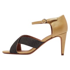 Missoni Metallic Sandalen aus Leder und Mesh mit Knöchelriemen Größe 40