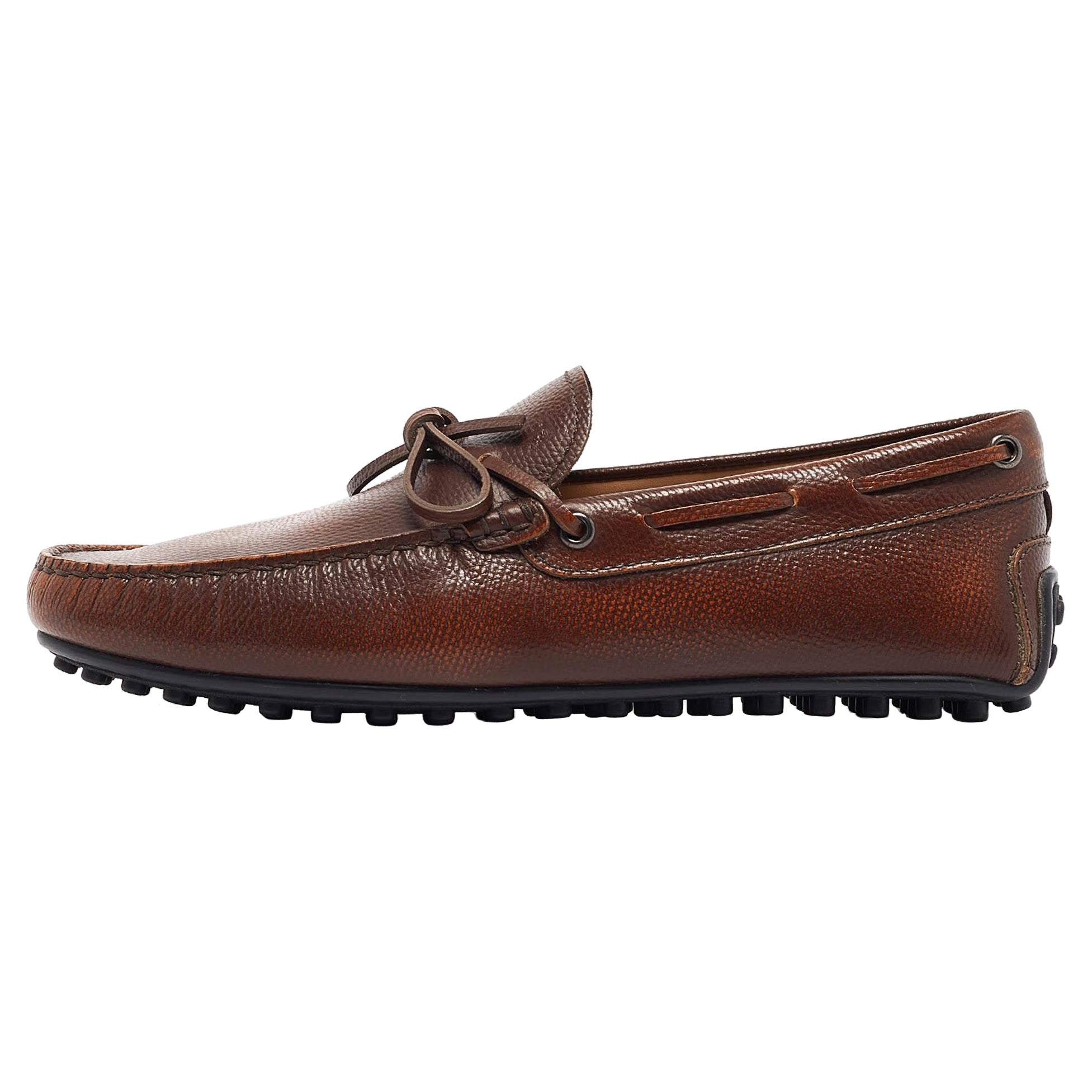 Tod's Brown Leather Slip On Loafers Size 39.5 For Sale