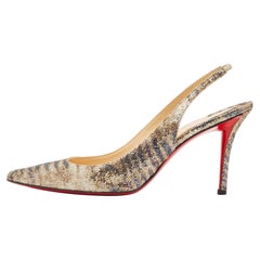 Christian Louboutin Gold Glitter Slingback Pumps Size 41