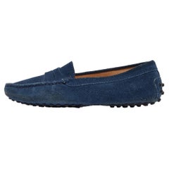 Tod's Blau Wildleder Gommino Penny Loafers Größe 35