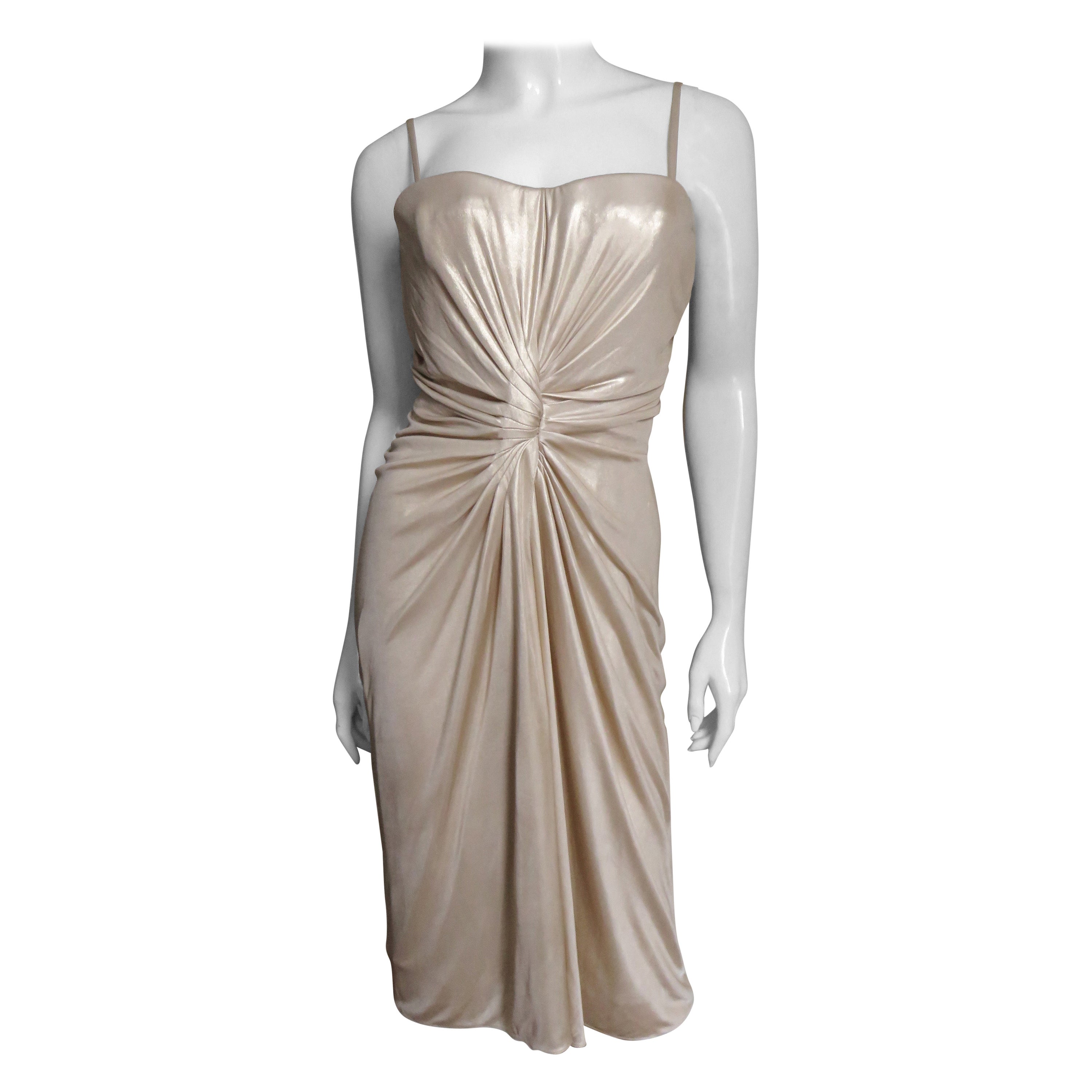 c1968 Christian Dior Demi-Couture Gold & Printed Silk Dress main image 1